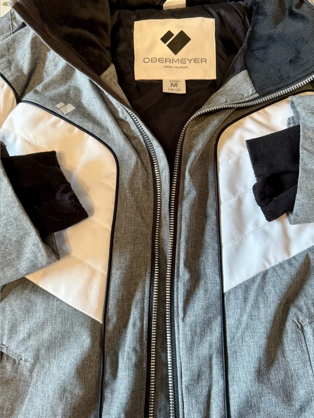 Obermeyer Girls' Rayla Jacket (Style #31064) - Two-Tone Gray Heather & White